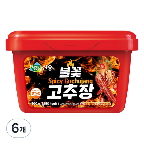 신송 불꽃 고추장, 500g, 6개