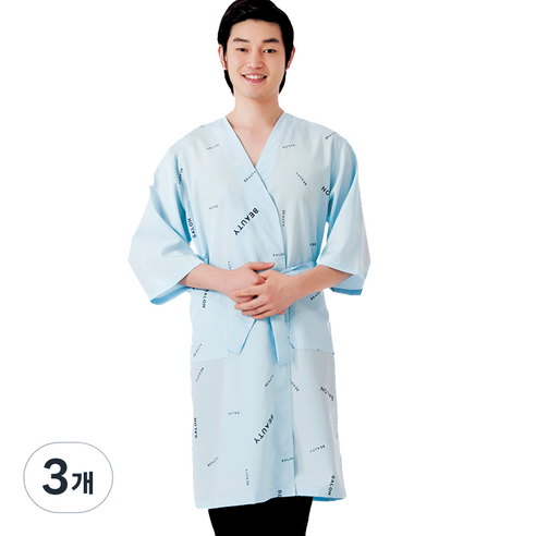 라인 뷰티 손님 가운, 블루(LN1021), 3개
