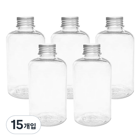 병도매닷컴 DTB200 투명 음료용기 알루미늄 실버캡, 200ml, 15개