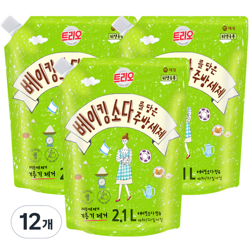 트리오 베이킹 소다를 담은 주방세제, 2.1L, 12개