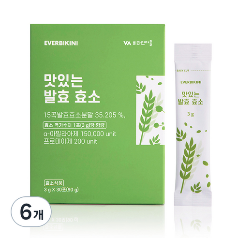 에버비키니 15곡물 맛있는 발효 효소 분말 30p, 6개, 90g