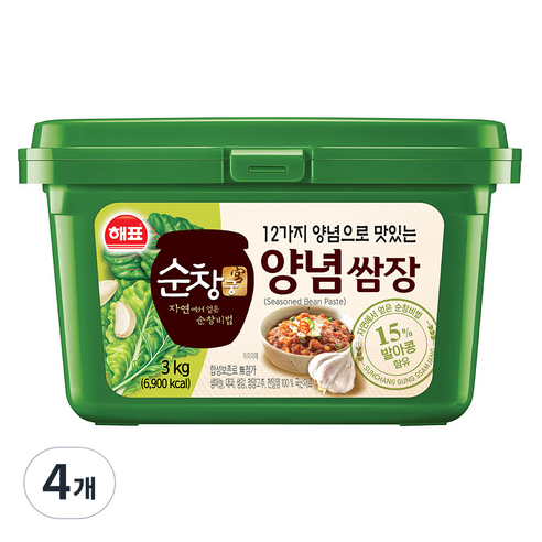 해표 순창궁 발아콩 12가지 양념쌈장, 3kg, 4개