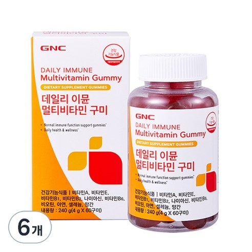 GNC 데일리 이뮨 멀티비타민 구미 60p, 60정, 6개