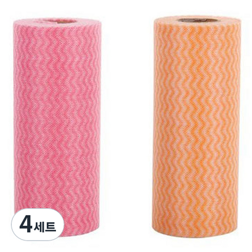 롤타입 간편 수세미 2종 세트, 4세트, 레드, 오렌지