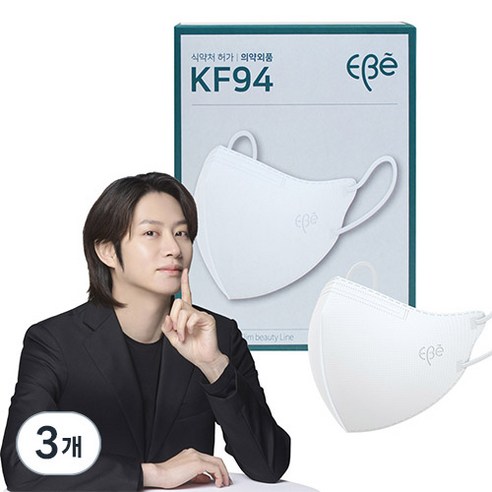 이비에 4중필터 새부리형 컬러 패션 마스크 대형 KF94, 30개입, 3개, 화이트