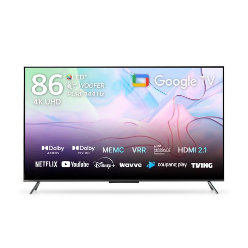 인켈 4K UHD QLED TV, 구글 86 홈스튜디오 PRO 144QD, 방문설치, 스탠드형, 2174.3mm(86in)