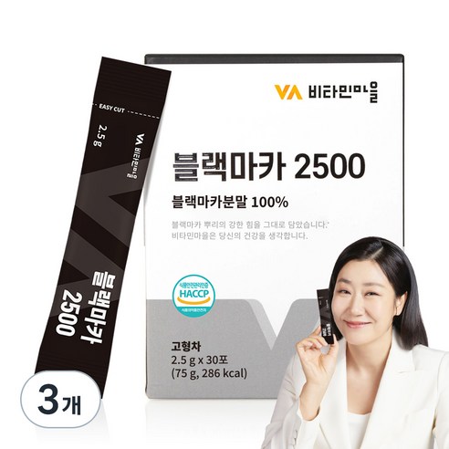 비타민마을 블랙마카 2500 분말 스틱, 75g, 3개