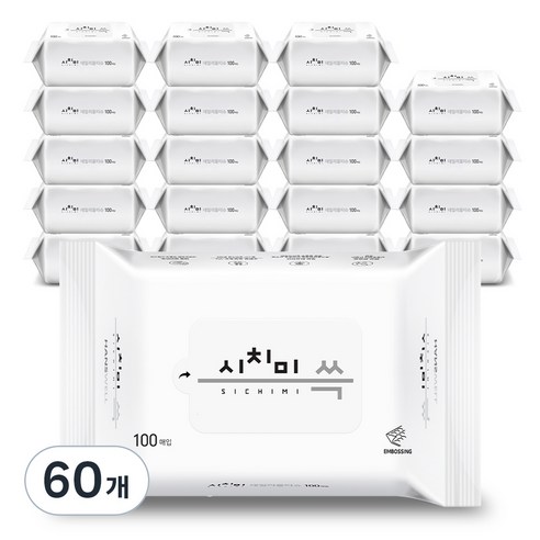 시치미 데일리 물티슈 리필형, 50g, 100매입, 60개