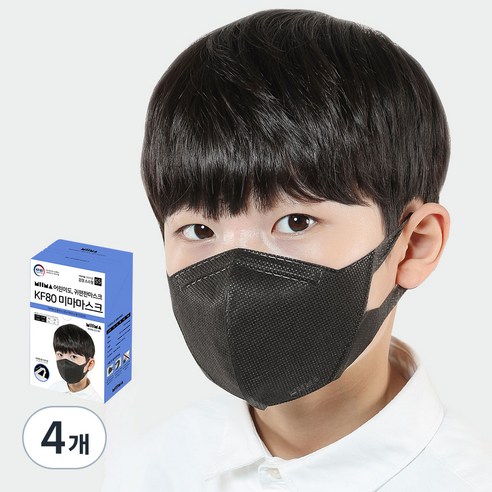 미마마스크 보건용 마스크 소소형 KF80, 검정, 30개입, 4개