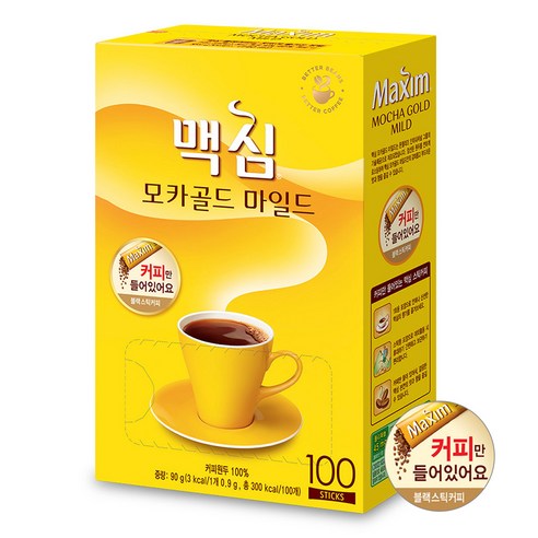 맥심 모카골드 마일드 블랙 스틱커피, 100개입, 1개
