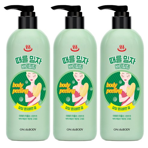 온더바디 때를밀자 바디필링 바디스크럽, 500ml, 3개