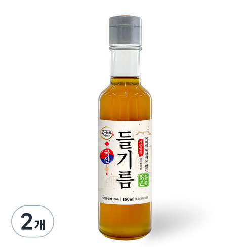 복이네먹거리 통들깨로 만든 저온압착 순한맛 국산 맑은 들기름, 180ml, 2개