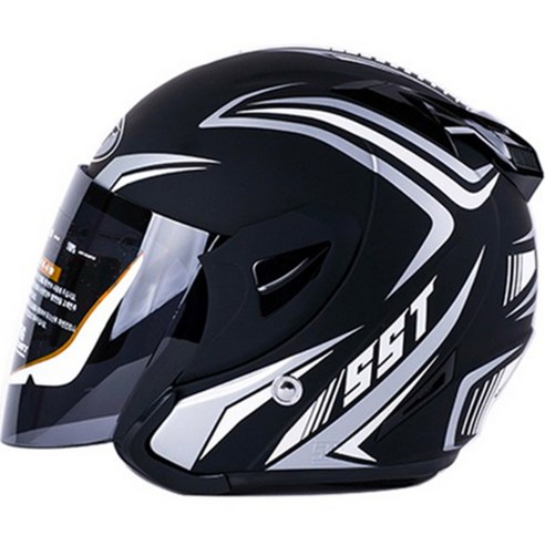   SST Motorcycle Helmet K7, Matte Black Silver