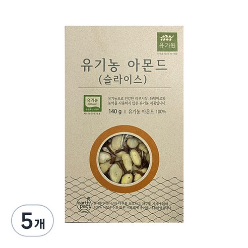 유가원 유기농 아몬드 슬라이스 토핑, 140g, 5개