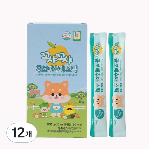 꼬샤꼬샤 곰보배추배 스틱 20g x 15p, 300g, 12개