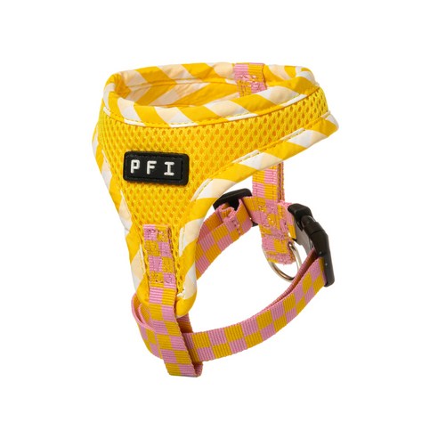 PFI 강아지 메쉬체크 Y 하네스, 옐로우