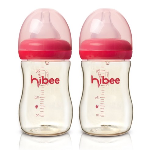 하이비 PPSU 젖병 300ml x 2p, S(0개월이상), 레드, 2개