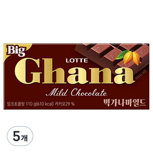 가나 빅 밀크 초콜릿, 110g, 5개
