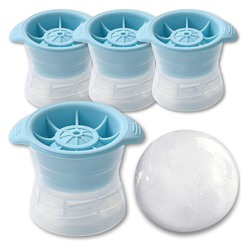 조앤제이 간편 하이볼 위스키 원형 실리콘 왕 얼음틀, 블루, 4개