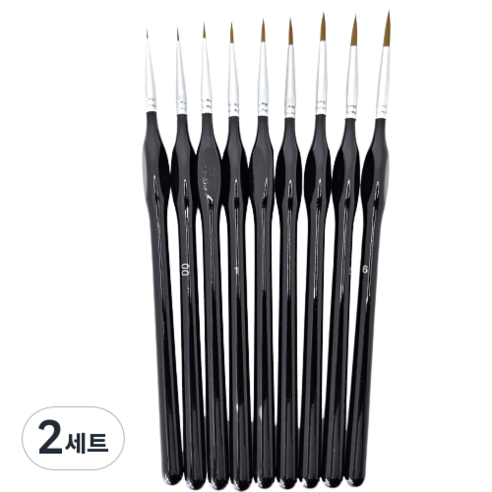 벨리안 세필 브러쉬 네일 아크릴 붓 블랙 9종 세트, 9종(000호,00호,0호,1호,2호,3호,4호,5호,6호), 2세트