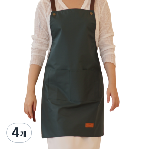 씨오브비 주방 카페 생활방수 편한 앞치마, 그린, 4개