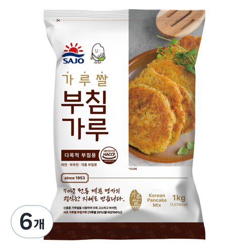 사조동아원 가루쌀 부침가루, 1kg, 6개