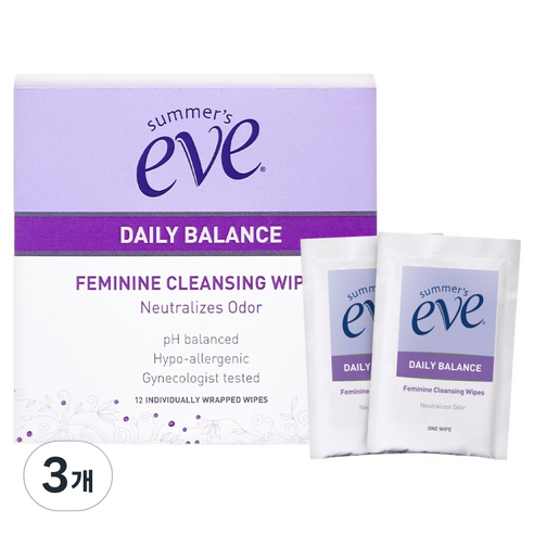 써머스이브 데일리 밸런스 페미닌 클렌징 와입스 12p, 42g, 3개