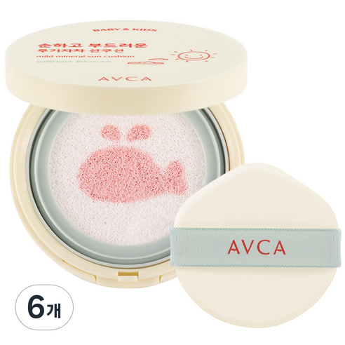 아브카 베이비 앤 키즈 저자극 무기자차 선쿠션 SPF50+ PA++++, 13g, 6개