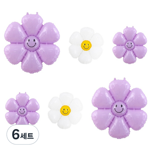 파티공구 데이지 스마일 꽃풍선 세트, 라벤다, 6세트