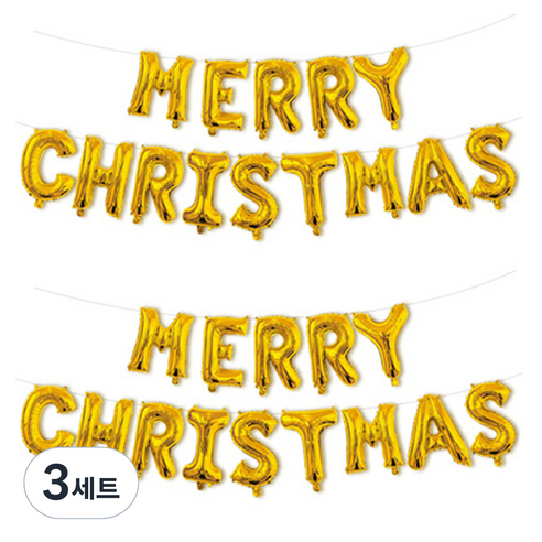 파티공구 크리스마스 은박풍선 2p, 골드, 3세트