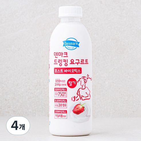 덴마크 드링킹 요구르트 포스트 바이오틱스 딸기, 750ml, 1개입, 4개