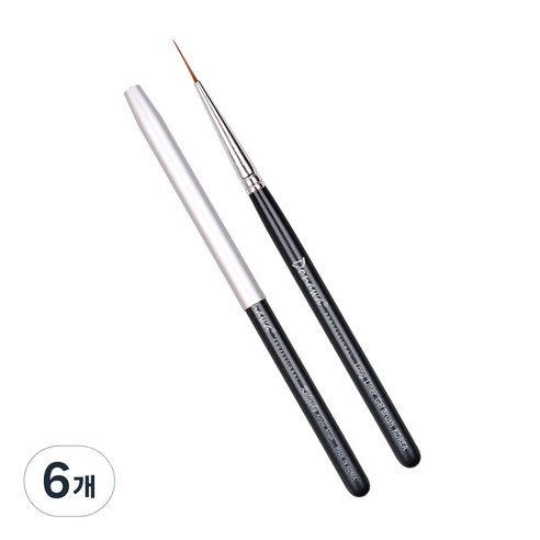 도나와 젤 네일 브러쉬 라이너 롱, 블랙, 6개
