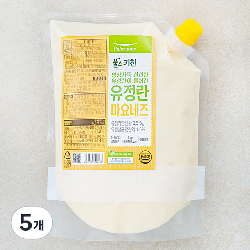 풀무원 풀스키친 유정란 마요네즈, 1kg, 5개
