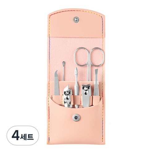 타니 똑딱이 포켓 손톱깍이 세트, 핑크, 4세트