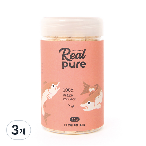 리얼퓨어FD 동결건조 고양이 간식 큐브 30g, 명태, 3개