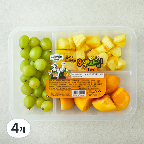 3색과일 two (샤인머스켓 단감 파인애플), 4개, 750g
