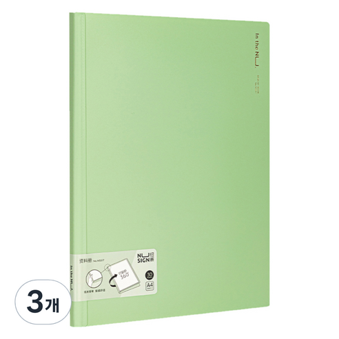 델리 누사인 모던컬러 PP 클리어파일 NS517, 그린, 3개