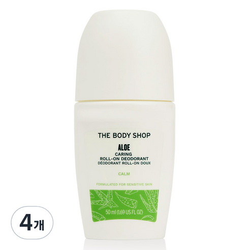 더바디샵 알로에 케어링 롤 온 데오도란트, 4개, 50ml