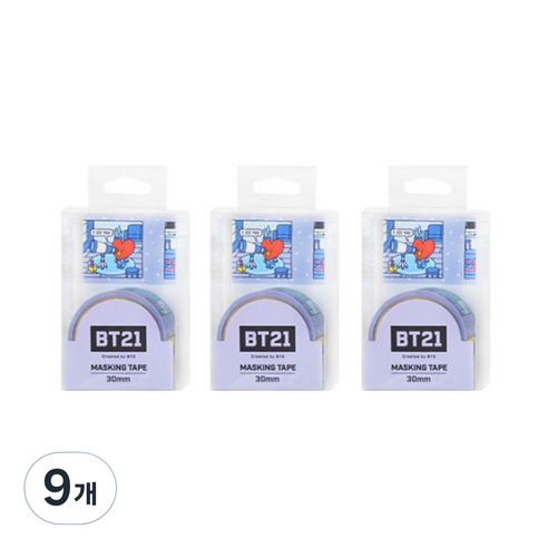 라인프렌즈 BT21 마스킹테이프 30mm, 퍼플, 9개