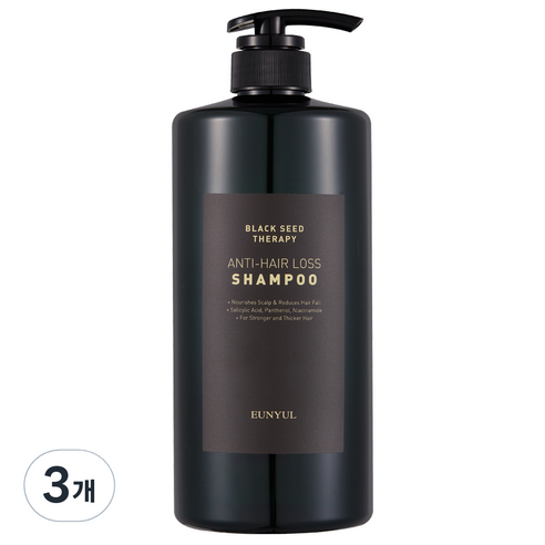 은율 블랙씨드 테라피 안티 헤어 로스 탈모샴푸, 1000ml, 3개