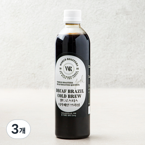 월드로스터스 디카페인 브라질 콜드브루 커피, 500ml, 3개