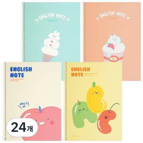 포포팬시 맬렁이 영어노트, 혼합색상, 24개