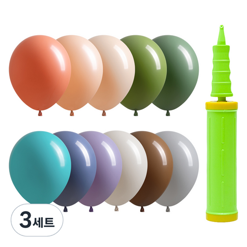 조이파티 조이벌룬 아티스트 풍선 30cm 100p + 손펌프 세트, 풍선(랜덤발송), 손펌프(라임그린), 3세트
