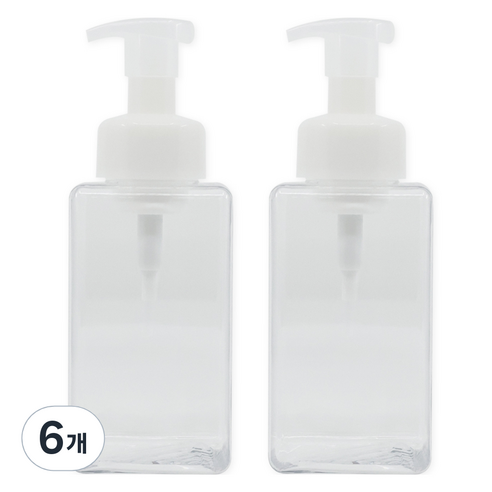 뉴앤룩 디스펜서 핸드워시 거품용기 450ml, 투명, 6개