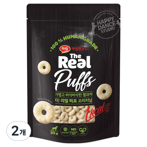 하림펫푸드더리얼 강아지 퍼프 쌀과자, 오리지널, 85g, 2개