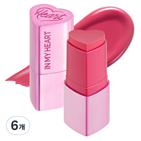 터치인솔 프리티필터 인마이하트 스틱 블러셔 6g, 펀치핑크, 6개
