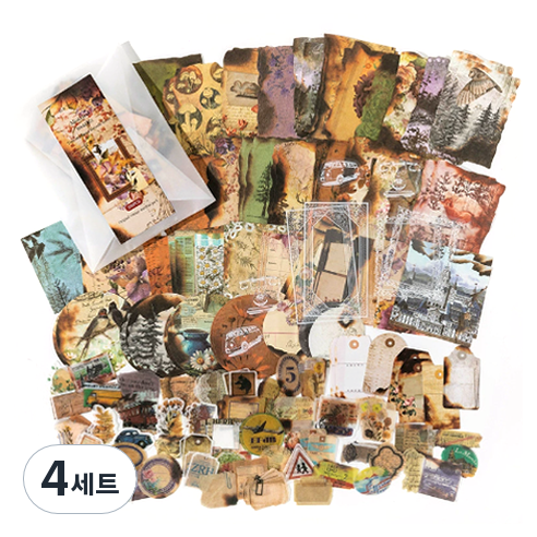 아빠마음 다꾸 빈티지 감성 스티커 200p 세트, 4세트, Nature