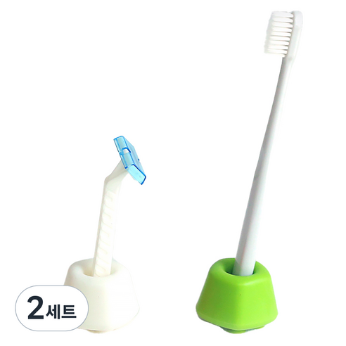 새드리 다용도 실리콘 캔디 칫솔꽂이 2종 세트, 화이트, 애플그린, 2세트