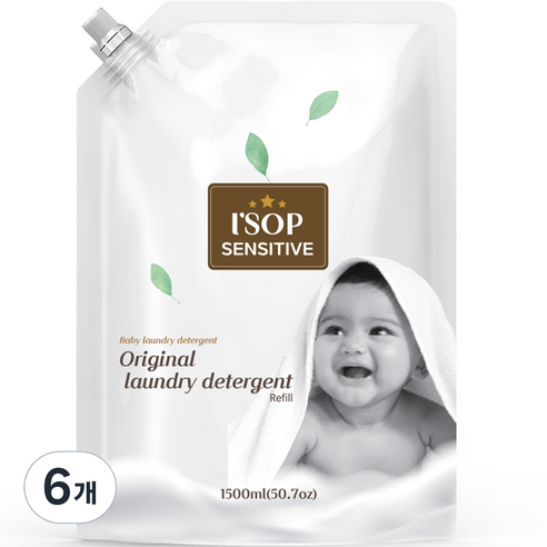 아이솝 메가 센서티브 리필용 유아 세제, 1500ml, 6개