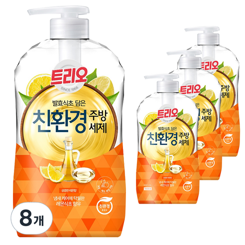 트리오 발효식초 담은 친환경 주방세제 레몬향, 680ml, 8개